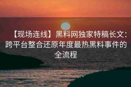 【现场连线】黑料网独家特稿长文：跨平台整合还原年度最热黑料事件的全流程