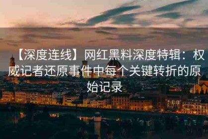 【深度连线】网红黑料深度特辑：权威记者还原事件中每个关键转折的原始记录
