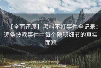 【全面还原】黑料不打事件全记录：逐条披露事件中每个隐秘细节的真实面貌