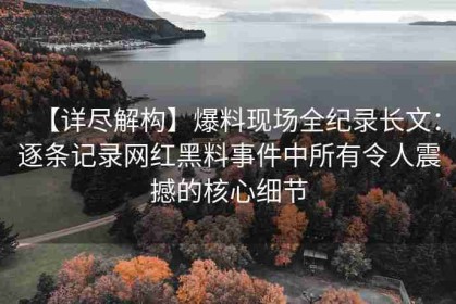 【详尽解构】爆料现场全纪录长文：逐条记录网红黑料事件中所有令人震撼的核心细节