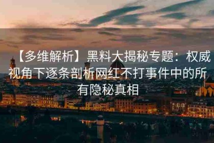 【多维解析】黑料大揭秘专题：权威视角下逐条剖析网红不打事件中的所有隐秘真相
