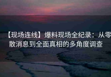 【现场连线】爆料现场全纪录：从零散消息到全面真相的多角度调查