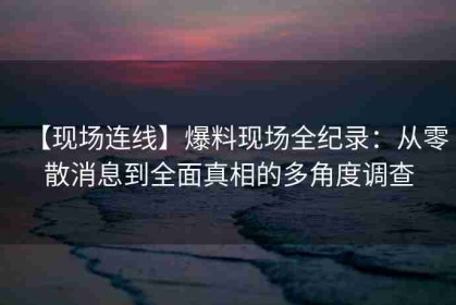 【现场连线】爆料现场全纪录：从零散消息到全面真相的多角度调查