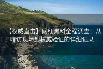 【权威直击】网红黑料全程调查：从暗访现场到权威验证的详细记录