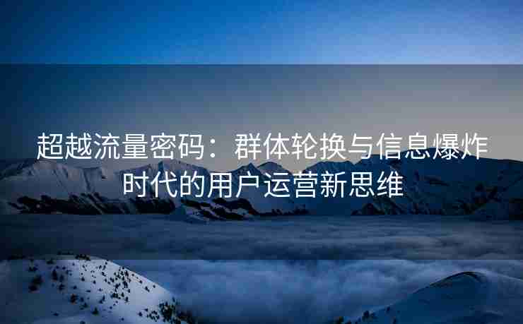 超越流量密码：群体轮换与信息爆炸时代的用户运营新思维