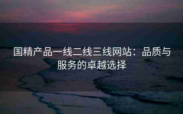 国精产品一线二线三线网站：品质与服务的卓越选择