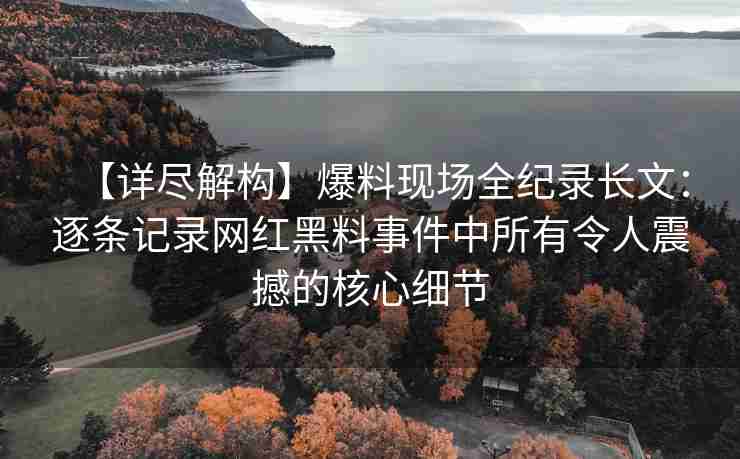 【详尽解构】爆料现场全纪录长文：逐条记录网红黑料事件中所有令人震撼的核心细节