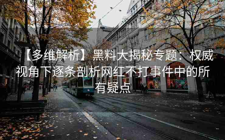 【多维解析】黑料大揭秘专题：权威视角下逐条剖析网红不打事件中的所有疑点