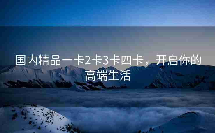 国内精品一卡2卡3卡四卡，开启你的高端生活